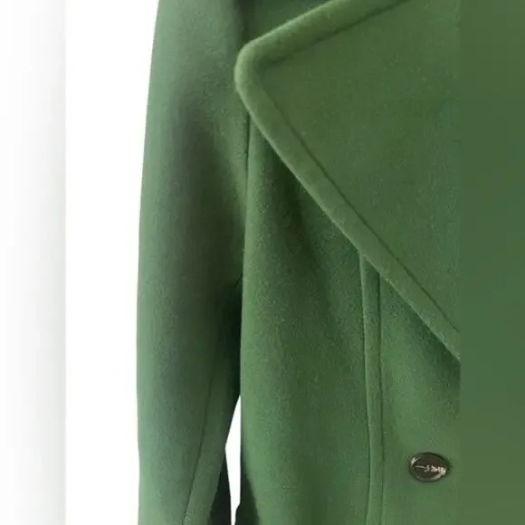 Halogen Womens Double Breasted Long Coat Overcoat Notch Collar Kelly Green S - Picture 10 of 13
